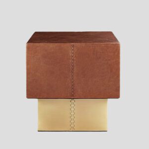 The Drum 復古皮革黃銅方邊几