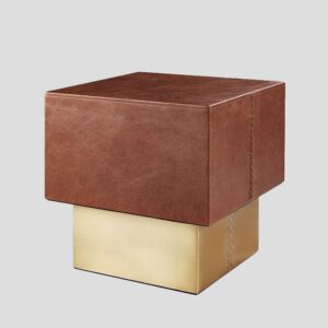 The Drum 復古皮革黃銅方邊几