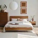 柚木床架｜實木床架, Mountain Living 家具系列, 當代設計家具 Mira 布面實木床架-7
