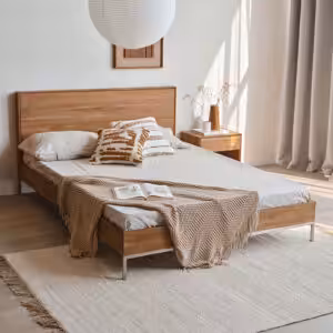 柚木床架｜實木床架, Mountain Living 家具系列, 當代設計家具 Line 不鏽鋼實木床架-17