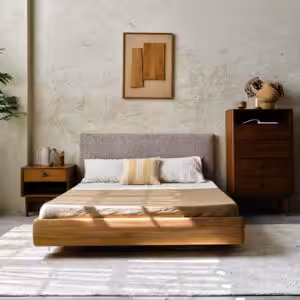 柚木床架｜實木床架, Mountain Living 家具系列, 當代設計家具 Mira 布面實木床架-34