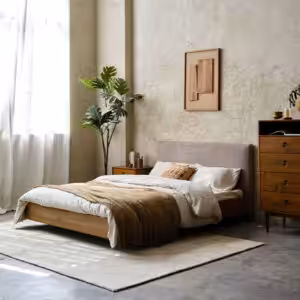 柚木床架｜實木床架, Mountain Living 家具系列, 當代設計家具 Mira 布面實木床架-33