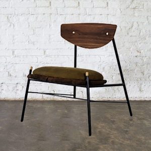 Kink 栗黑橡木皮革休閒椅 (橄欖綠)